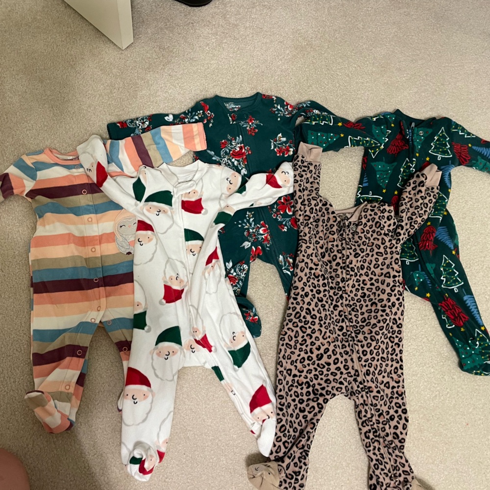 Carter's Kids One Piece Footies Pajamas, Fleece - Multicolor Set